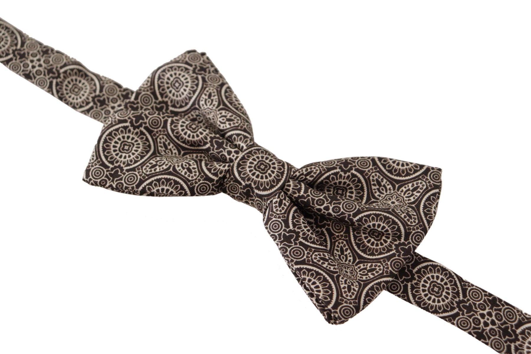 Dolce & Gabbana Black white 100% Silk Adjustable Neck Papillon Tie | Regal Royce