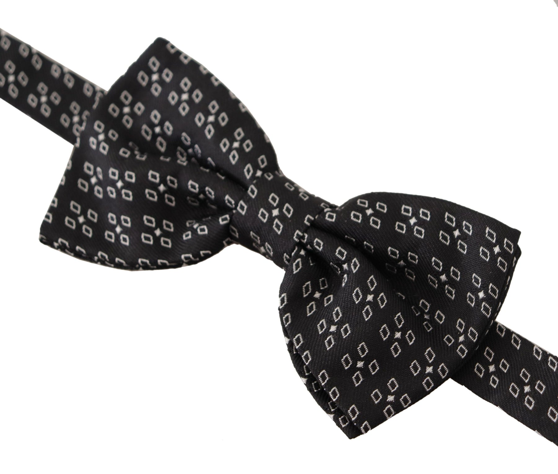 Dolce & Gabbana Black White Polka Dot 100% Silk Neck Papillon Tie | Regal Royce