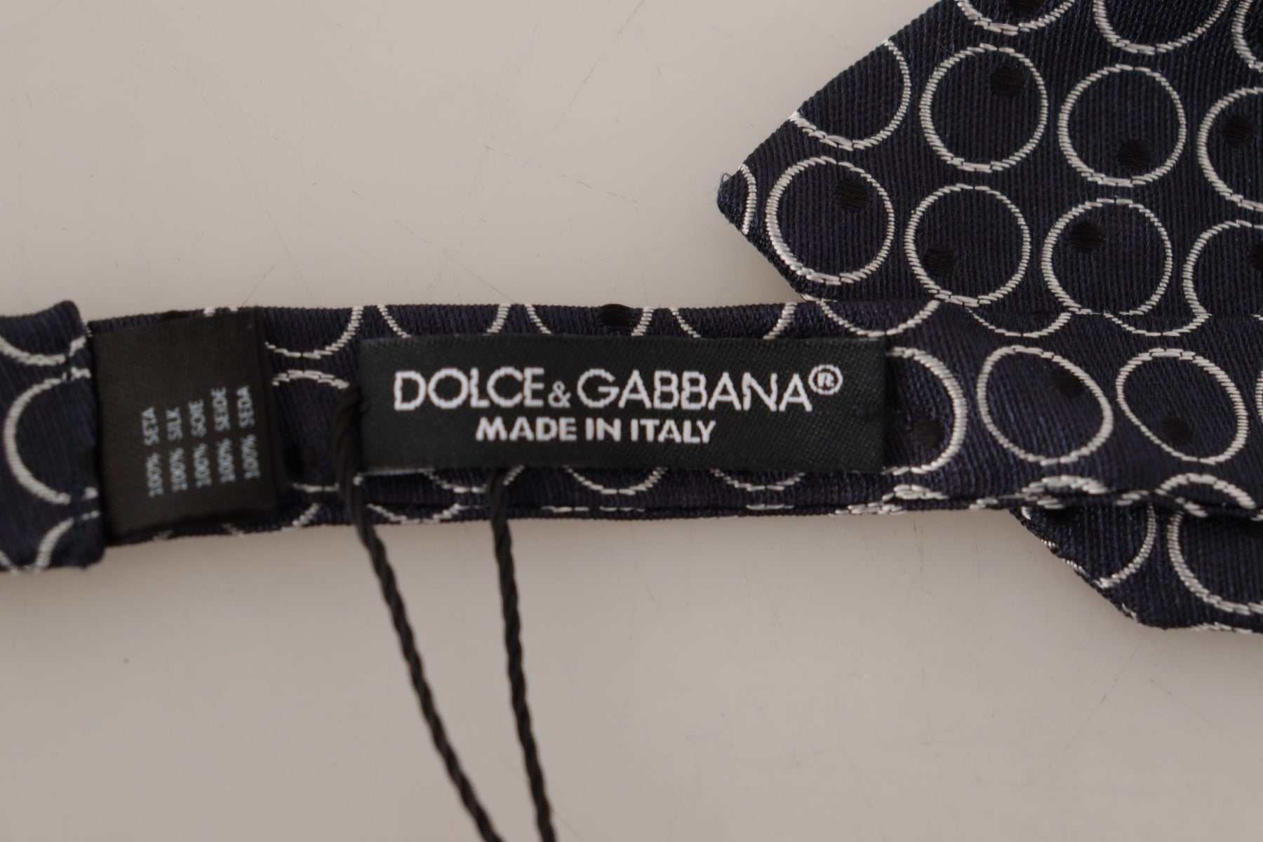 Dolce & Gabbana Black White Round 100% Silk Neck Papillon  Tie | Regal Royce