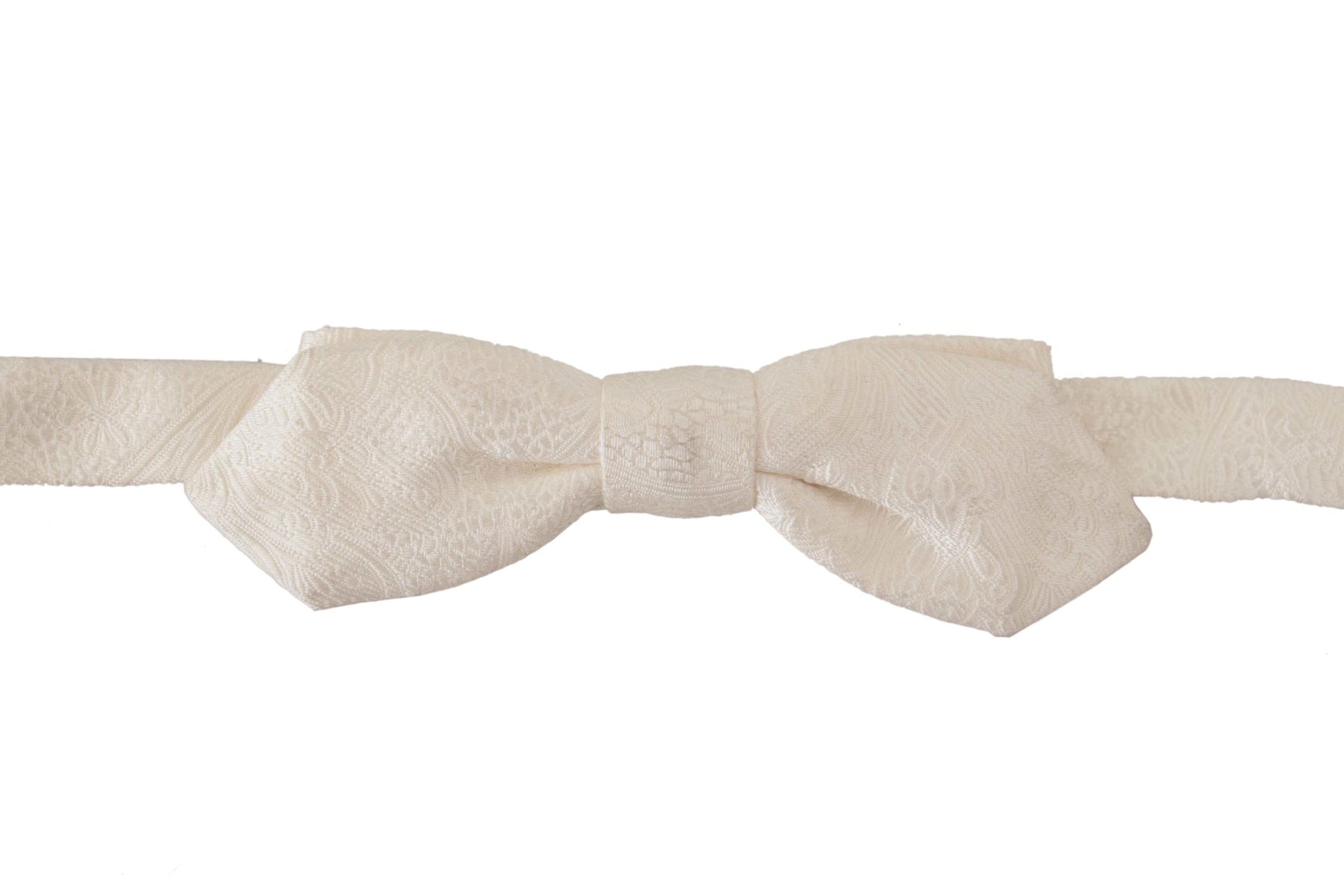 Dolce & Gabbana White 100% Silk Slim Adjustable Neck Papillon Tie | Regal Royce