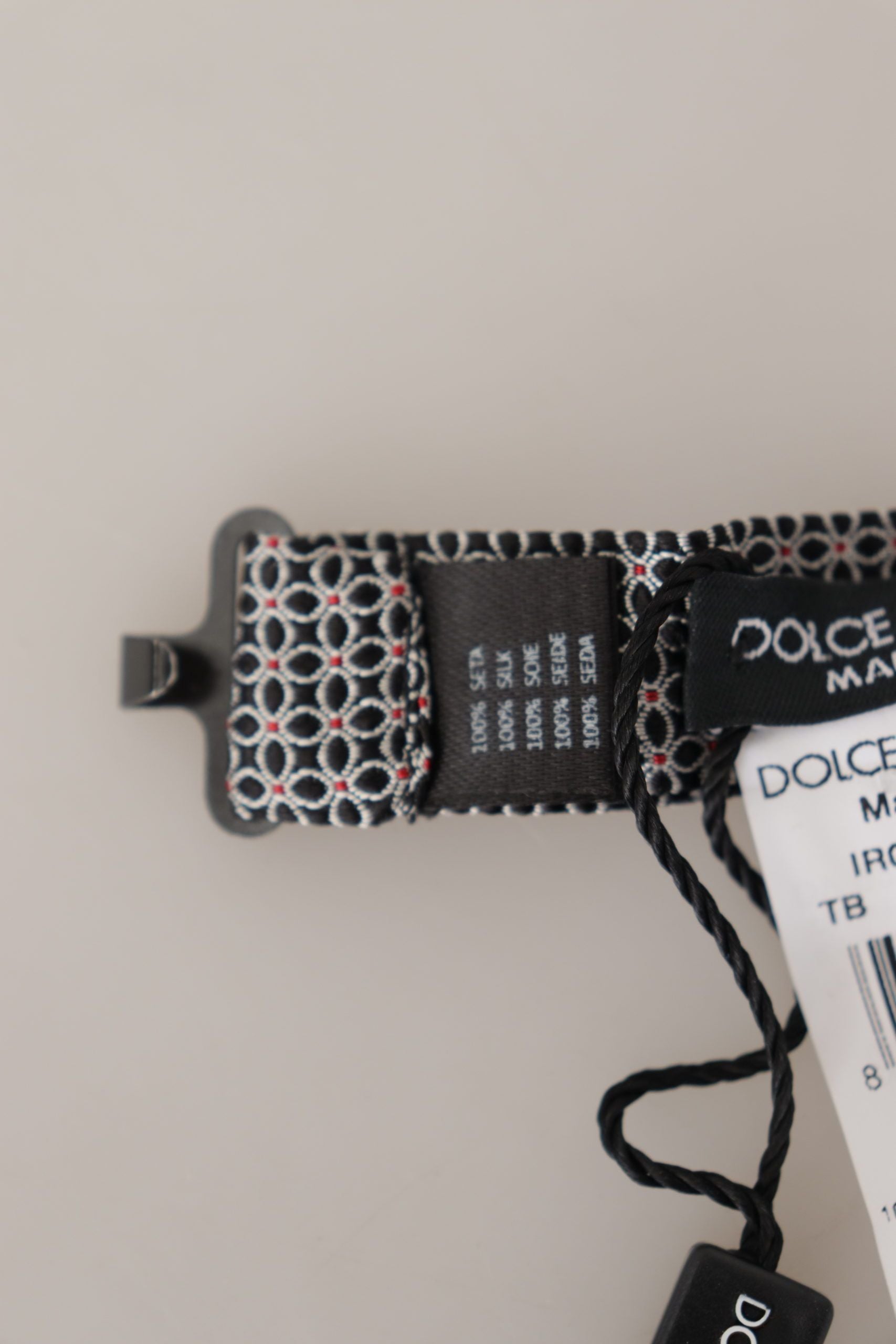 Dolce & Gabbana Black White Flower Pattern Silk Neck Papillon Tie | Regal Royce