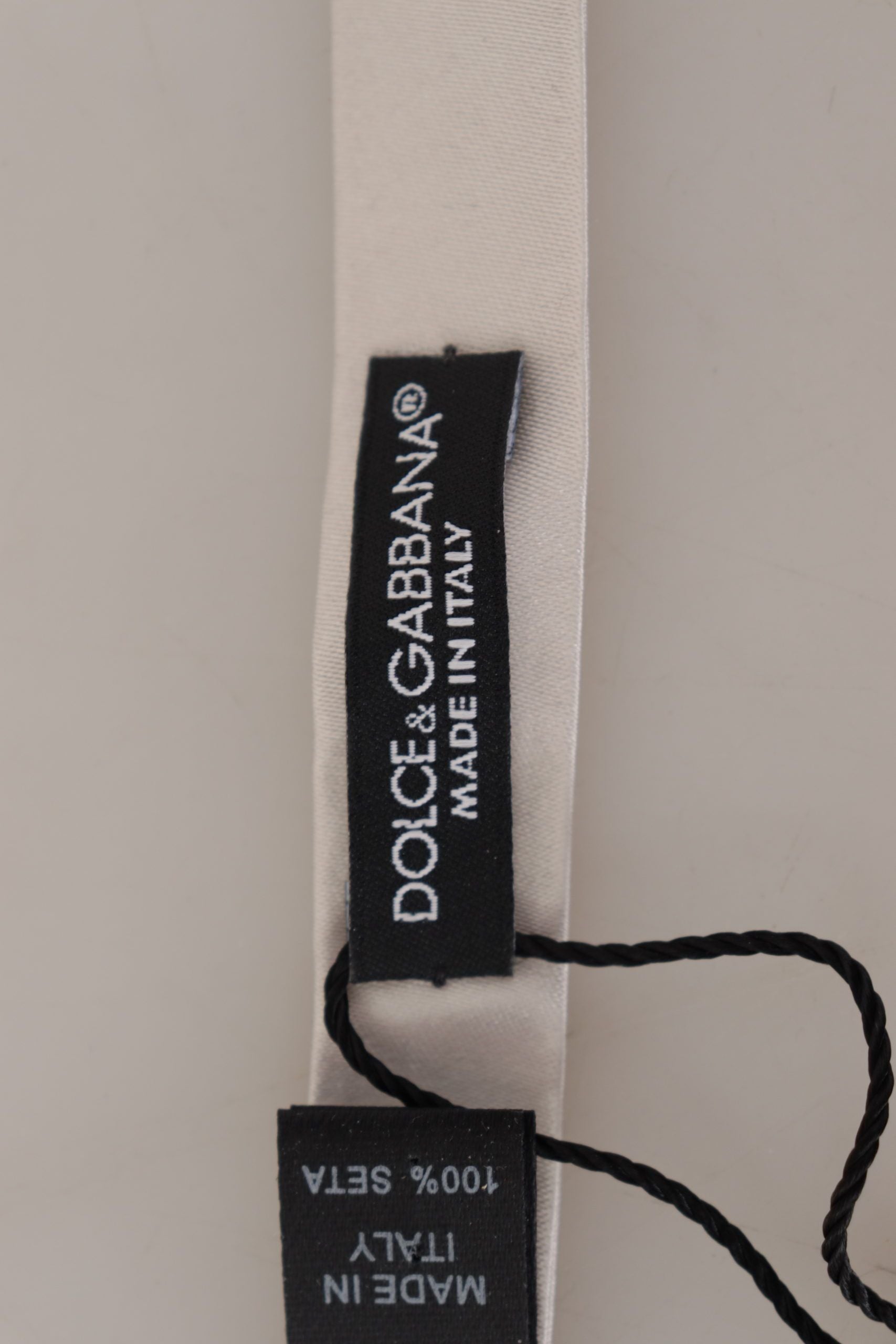 Dolce & Gabbana Gray 100% Silk Adjustable Neck Papillon Tie | Regal Royce
