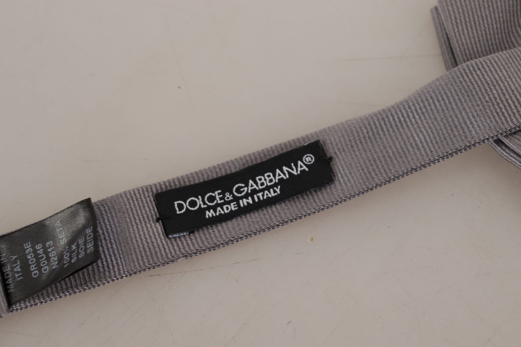 Dolce & Gabbana Gray 100% Silk Adjustable Neck Papillon Tie | Regal Royce