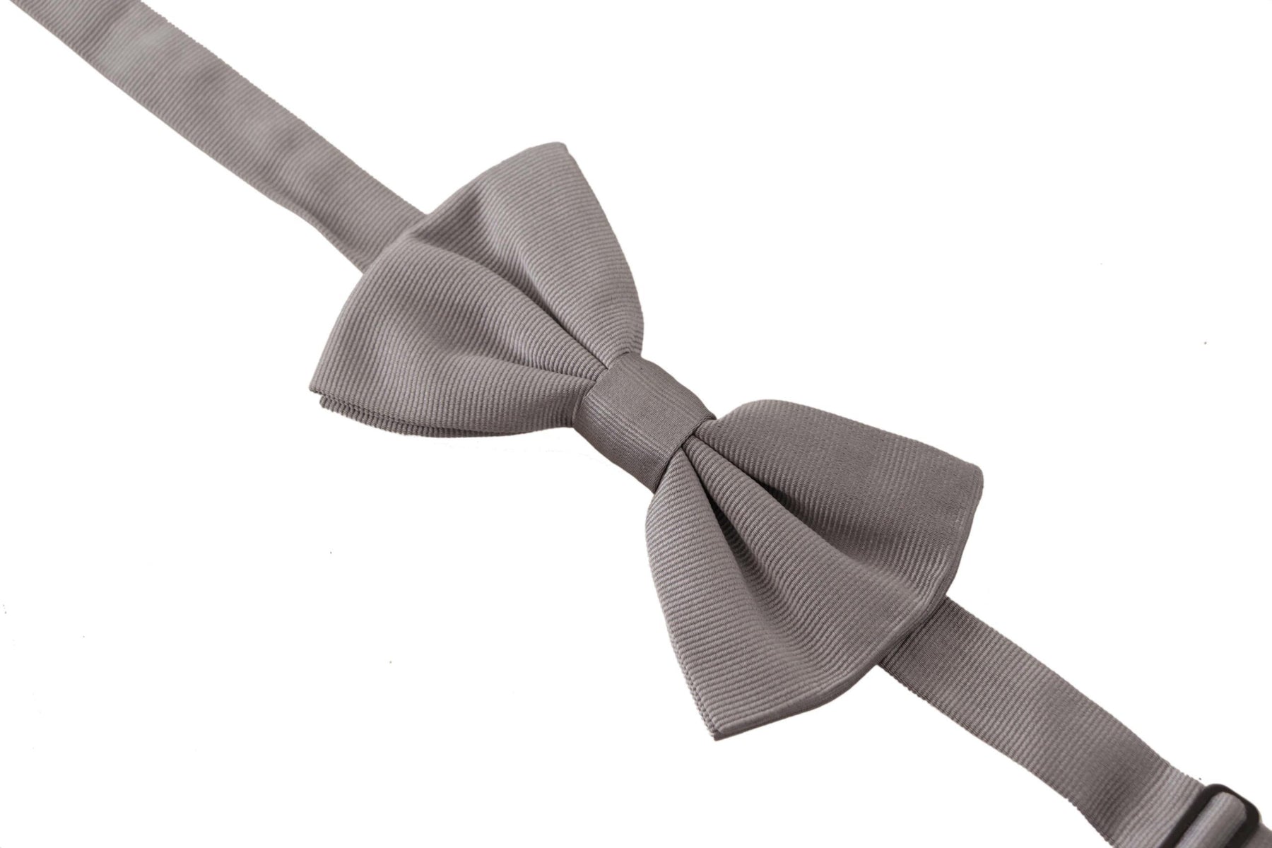 Dolce & Gabbana Gray 100% Silk Adjustable Neck Papillon Tie | Regal Royce