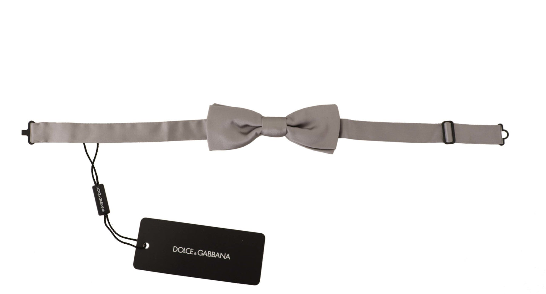 Dolce & Gabbana Silver 100% Silk Slim Adjustable Neck Papillon Tie | Regal Royce