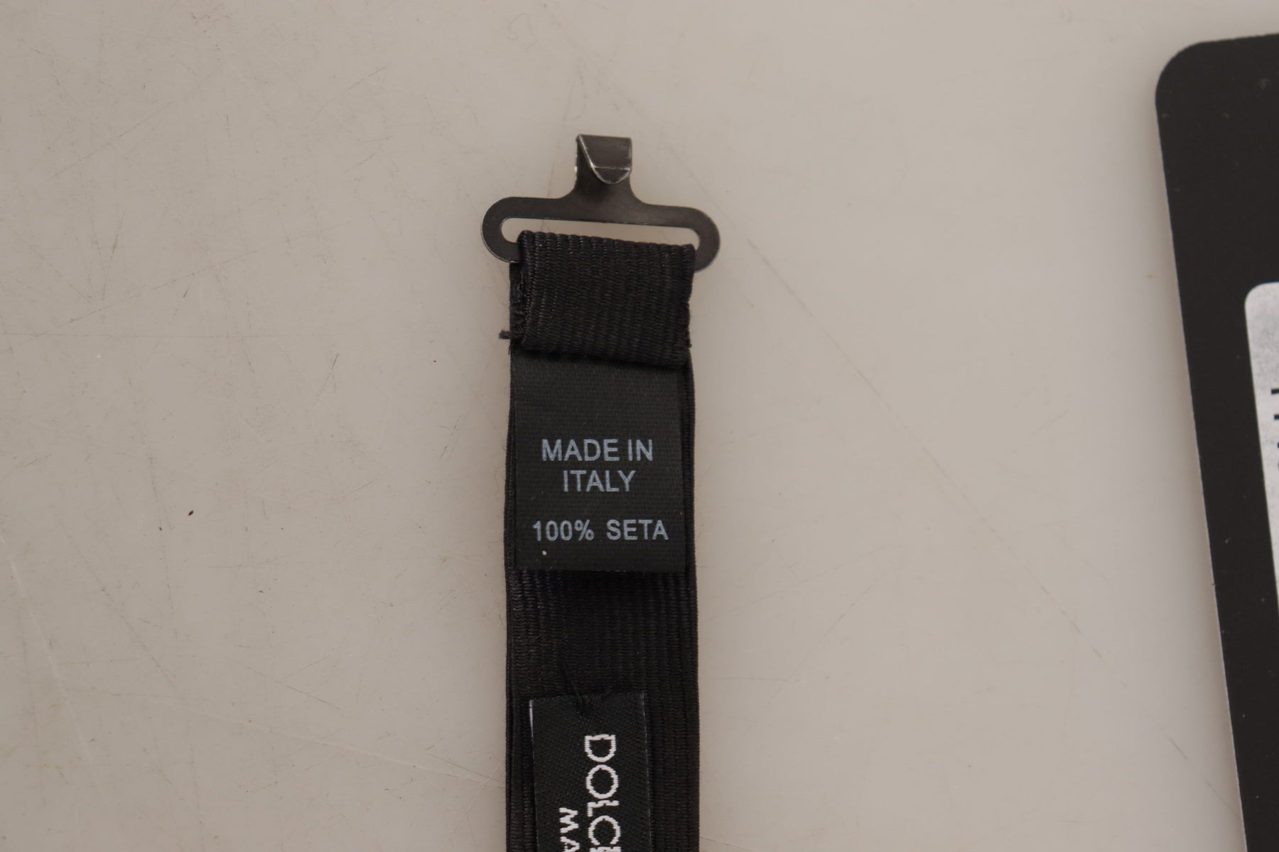 Dolce & Gabbana Black 100% Silk Adjustable Neck Papillon Tie | Regal Royce