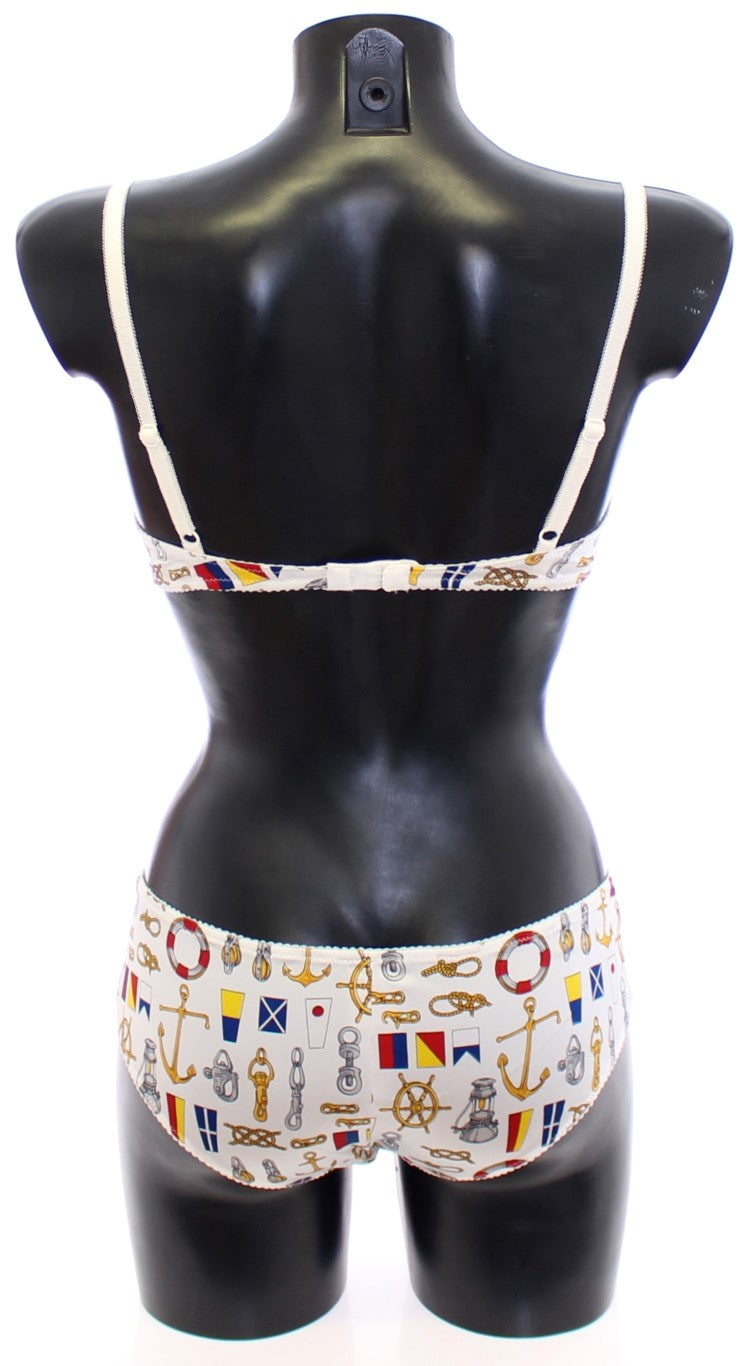 Dolce & Gabbana White Sailor Bra Panty Stretch Underwear | Regal Royce
