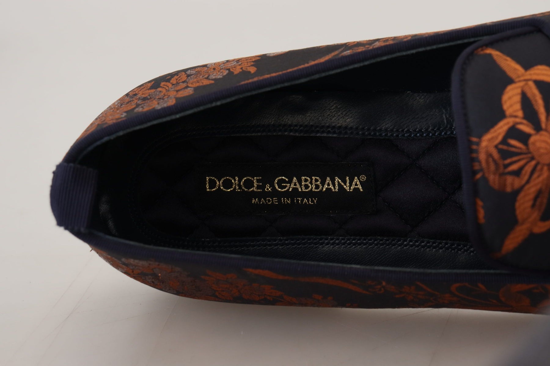 Dolce & Gabbana Blue Rust Floral Slippers Loafers Shoes | Regal Royce