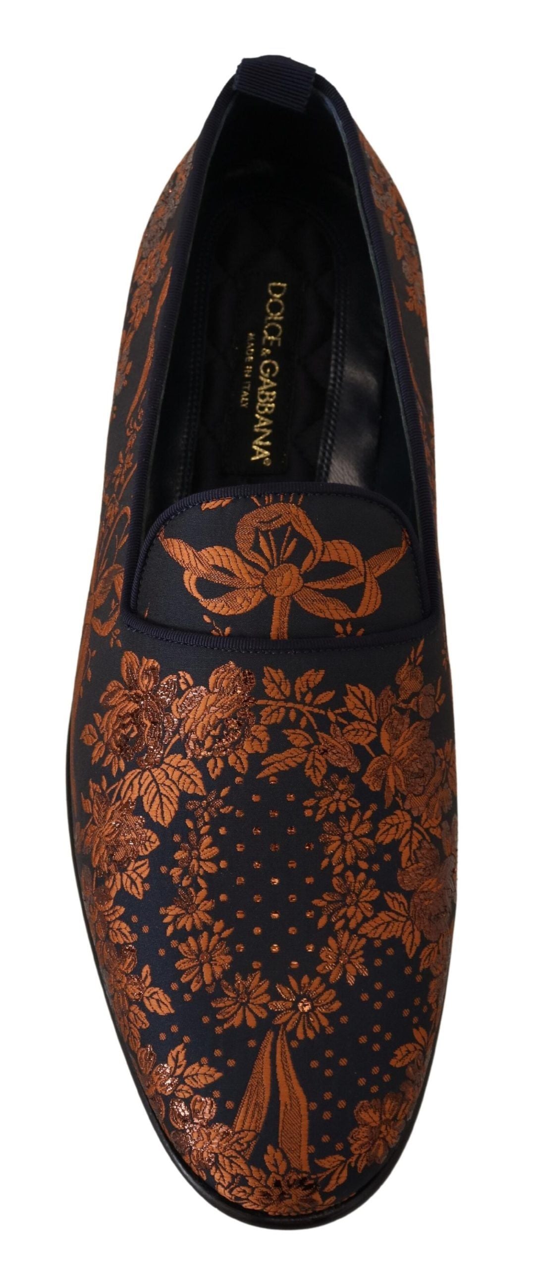 Dolce & Gabbana Blue Rust Floral Slippers Loafers Shoes | Regal Royce
