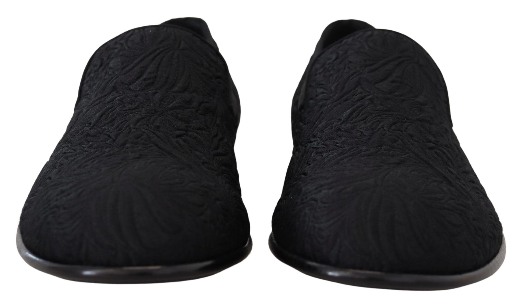 Dolce & Gabbana Black Floral Jacquard Slippers Loafers Shoes | Regal Royce