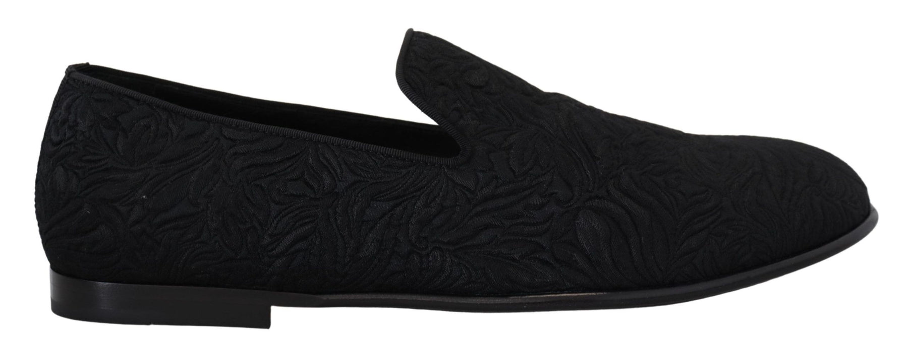 Dolce & Gabbana Black Floral Jacquard Slippers Loafers Shoes | Regal Royce