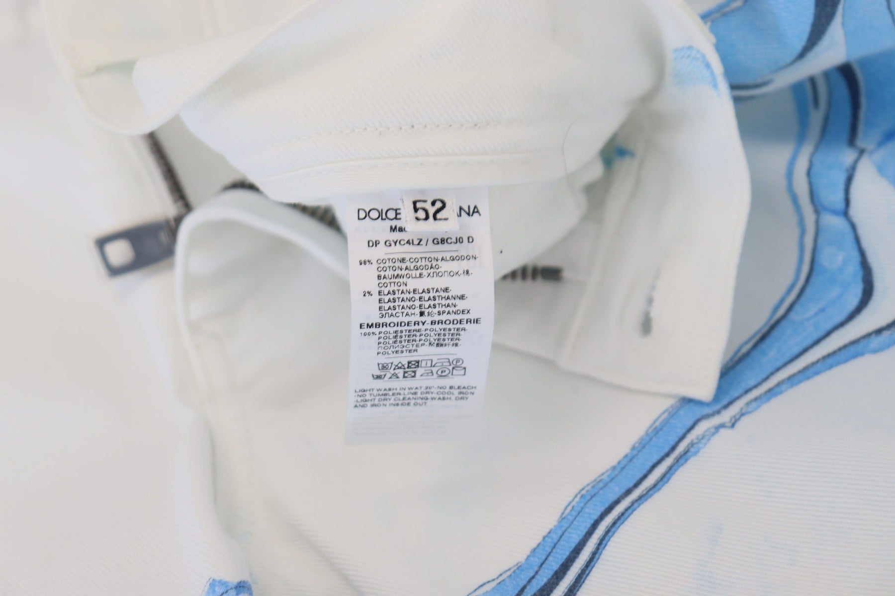 Dolce & Gabbana White Blue Denim Cotton Jeans Stretch Skinny Fit Pant | Regal Royce