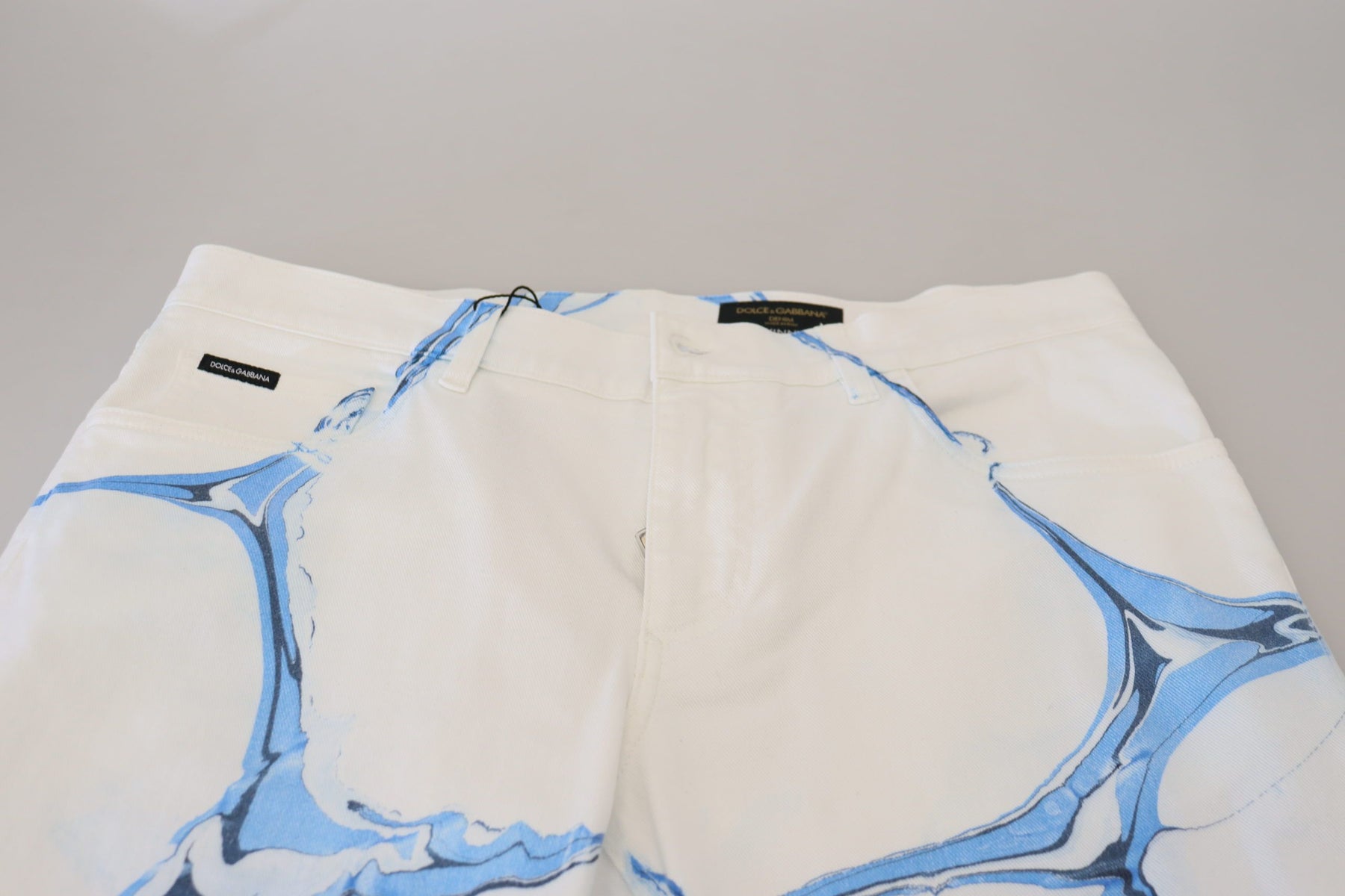 Dolce & Gabbana White Blue Denim Cotton Jeans Stretch Skinny Fit Pant | Regal Royce
