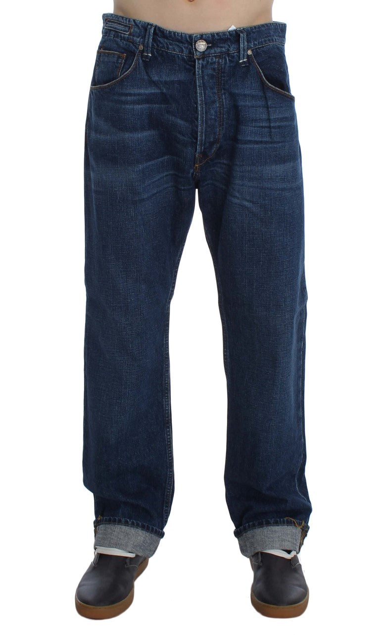 Acht Blue Wash Cotton Baggy Loose Fit Jeans | Regal Royce