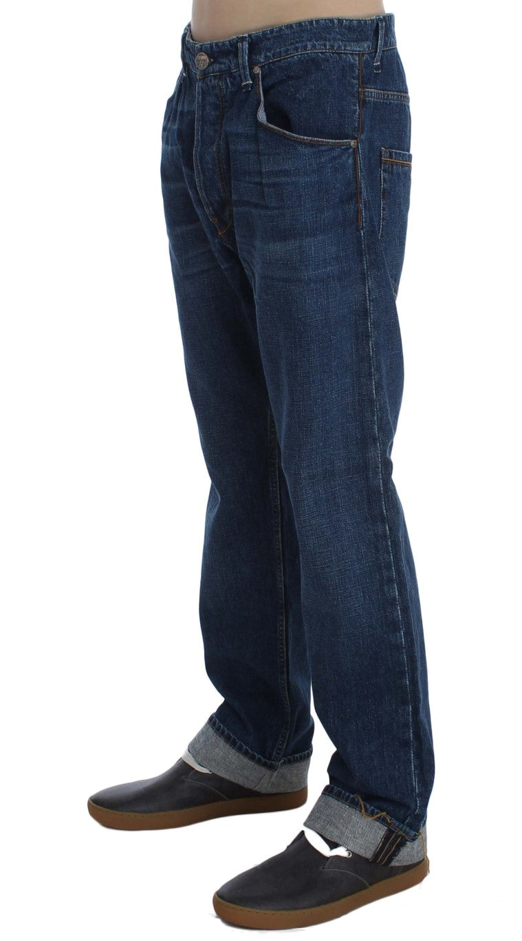 Acht Blue Wash Cotton Baggy Loose Fit Jeans | Regal Royce