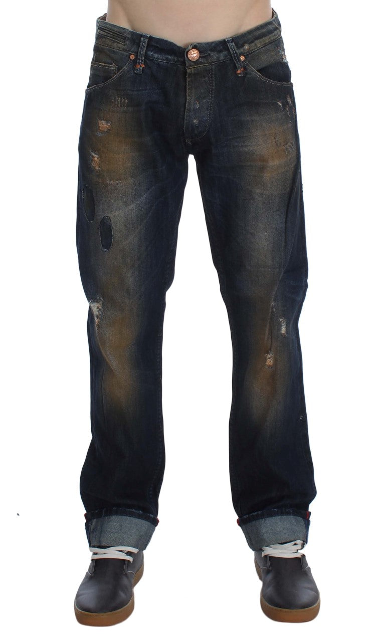 Acht Blue Wash Cotton Regular Straight Fit Jeans | Regal Royce