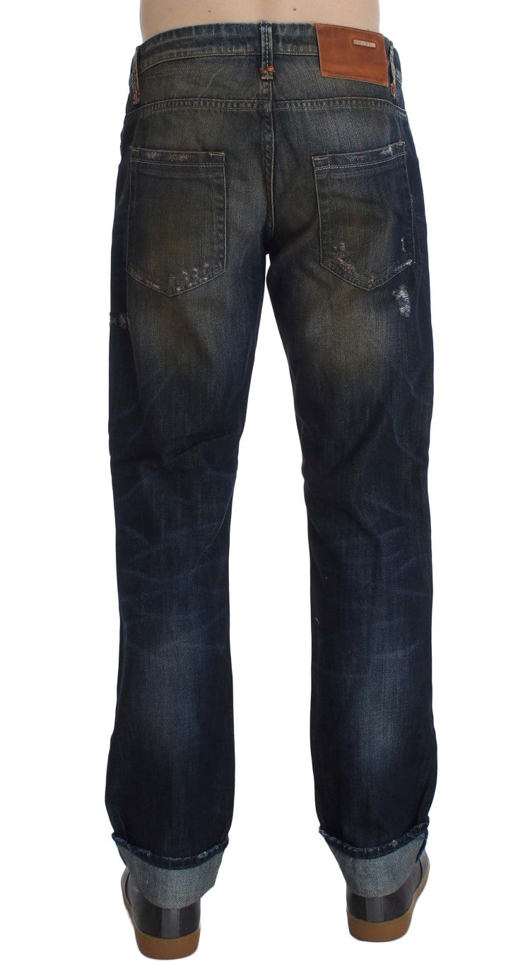 Acht Blue Wash Cotton Regular Straight Fit Jeans | Regal Royce