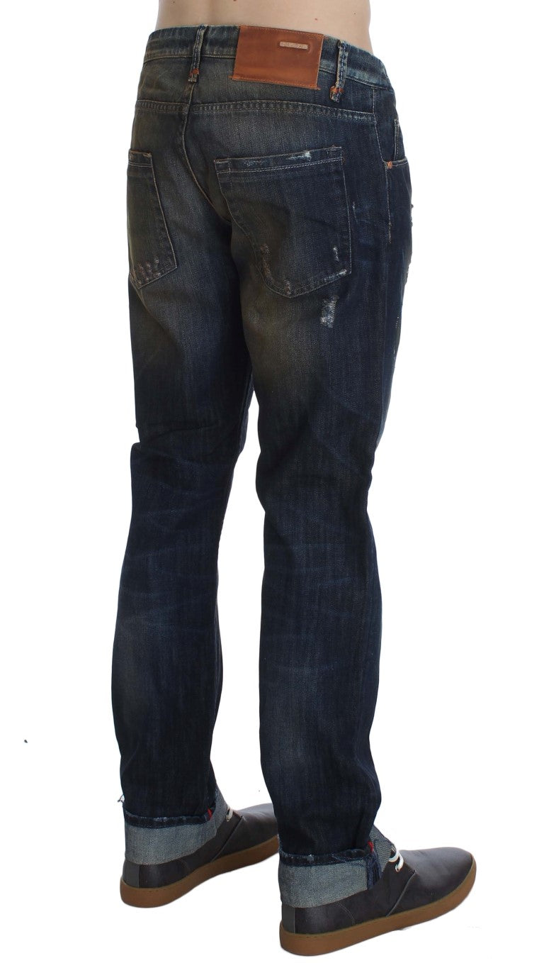 Acht Blue Wash Cotton Regular Straight Fit Jeans | Regal Royce