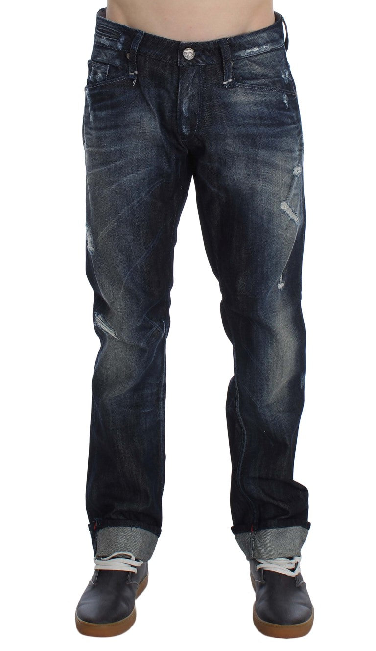 Acht Blue Cotton Regular Straight Fit Jeans | Regal Royce