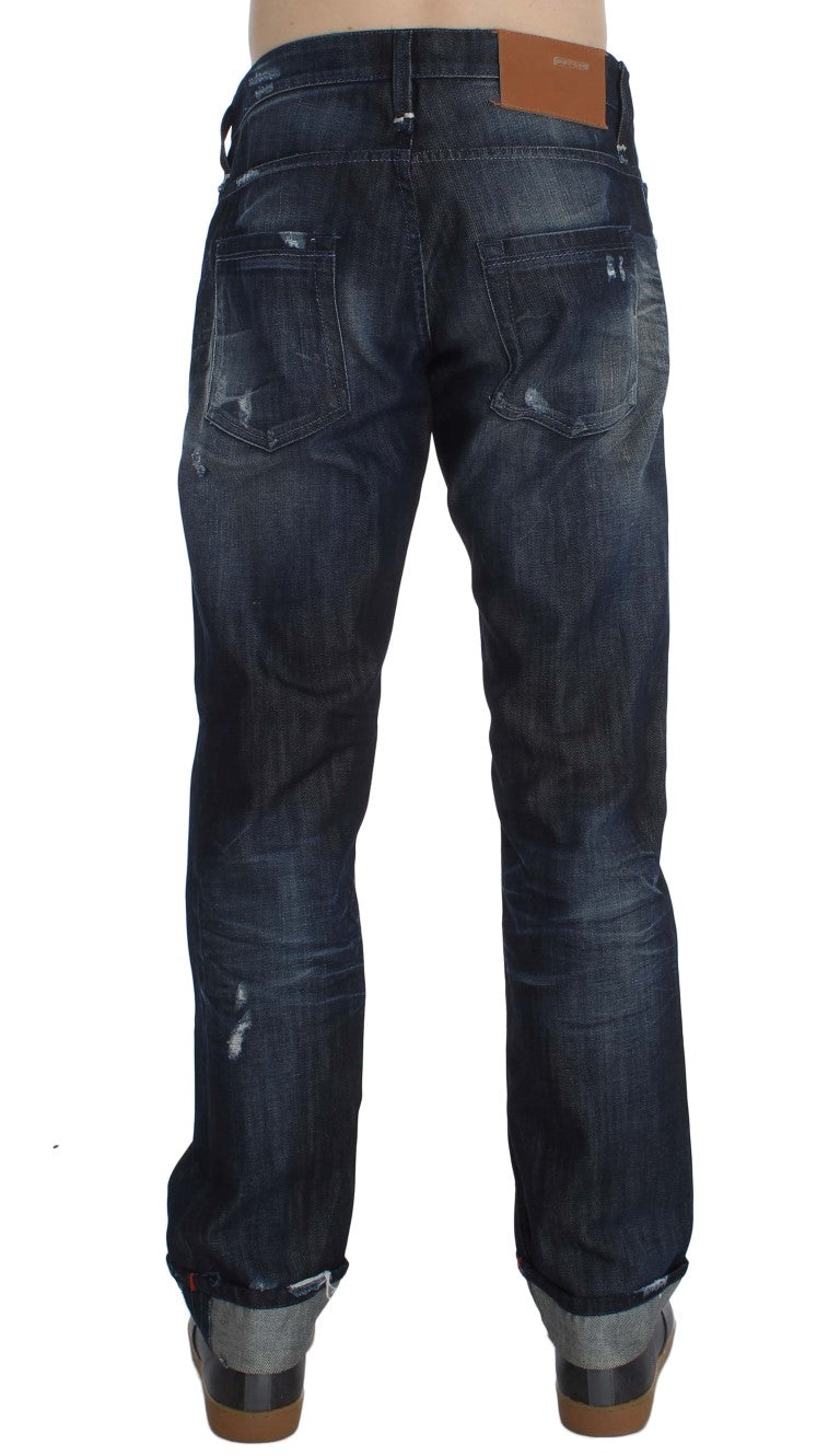 Acht Blue Cotton Regular Straight Fit Jeans | Regal Royce