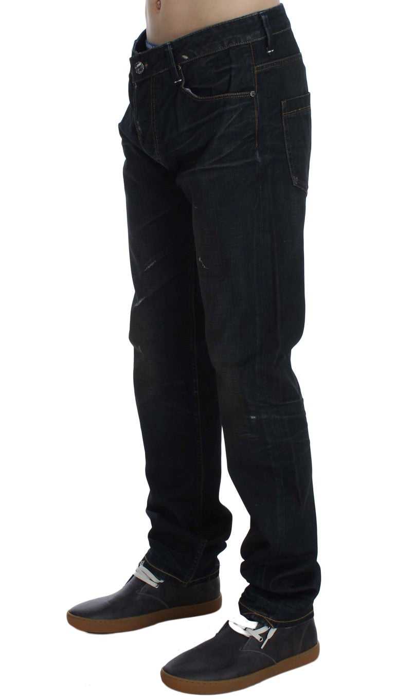 Acht Blue Wash Cotton Denim Straight Fit Jeans | Regal Royce