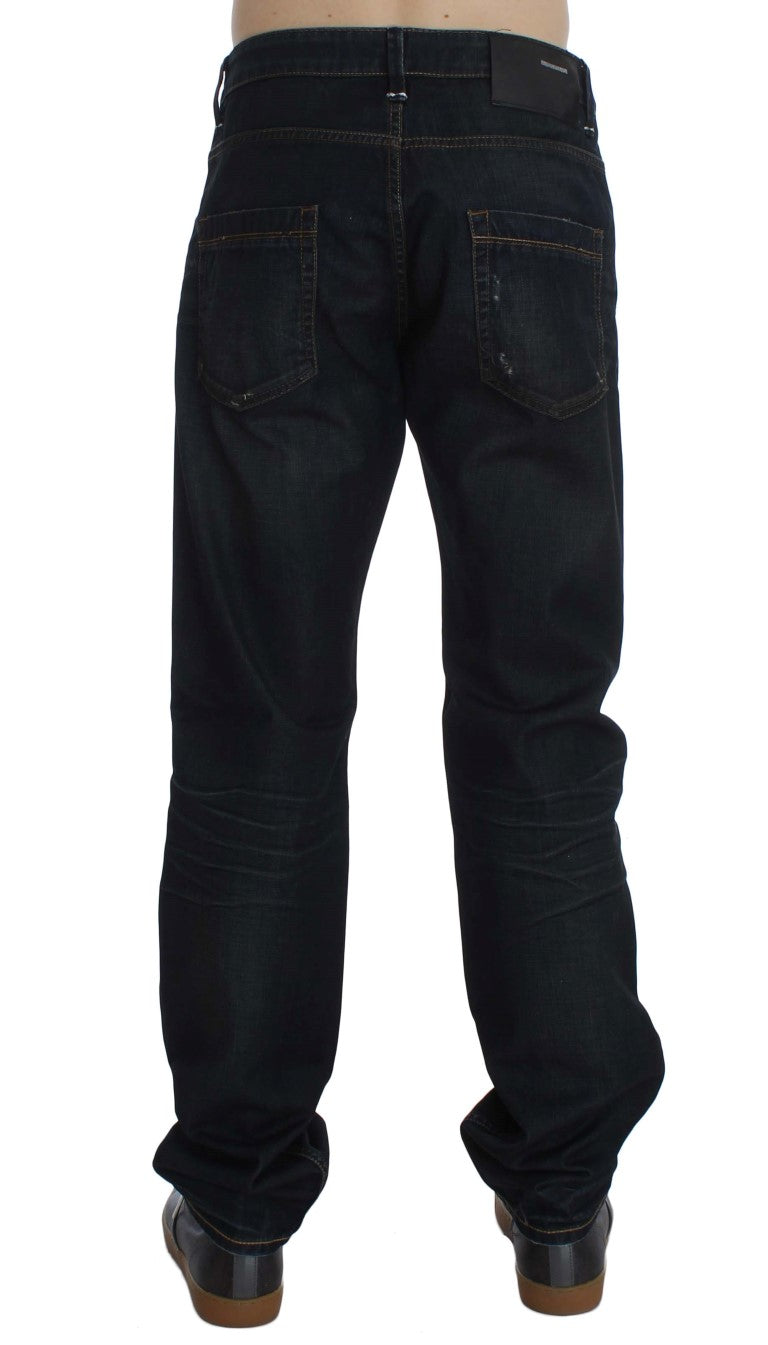 Acht Blue Wash Cotton Denim Straight Fit Jeans | Regal Royce