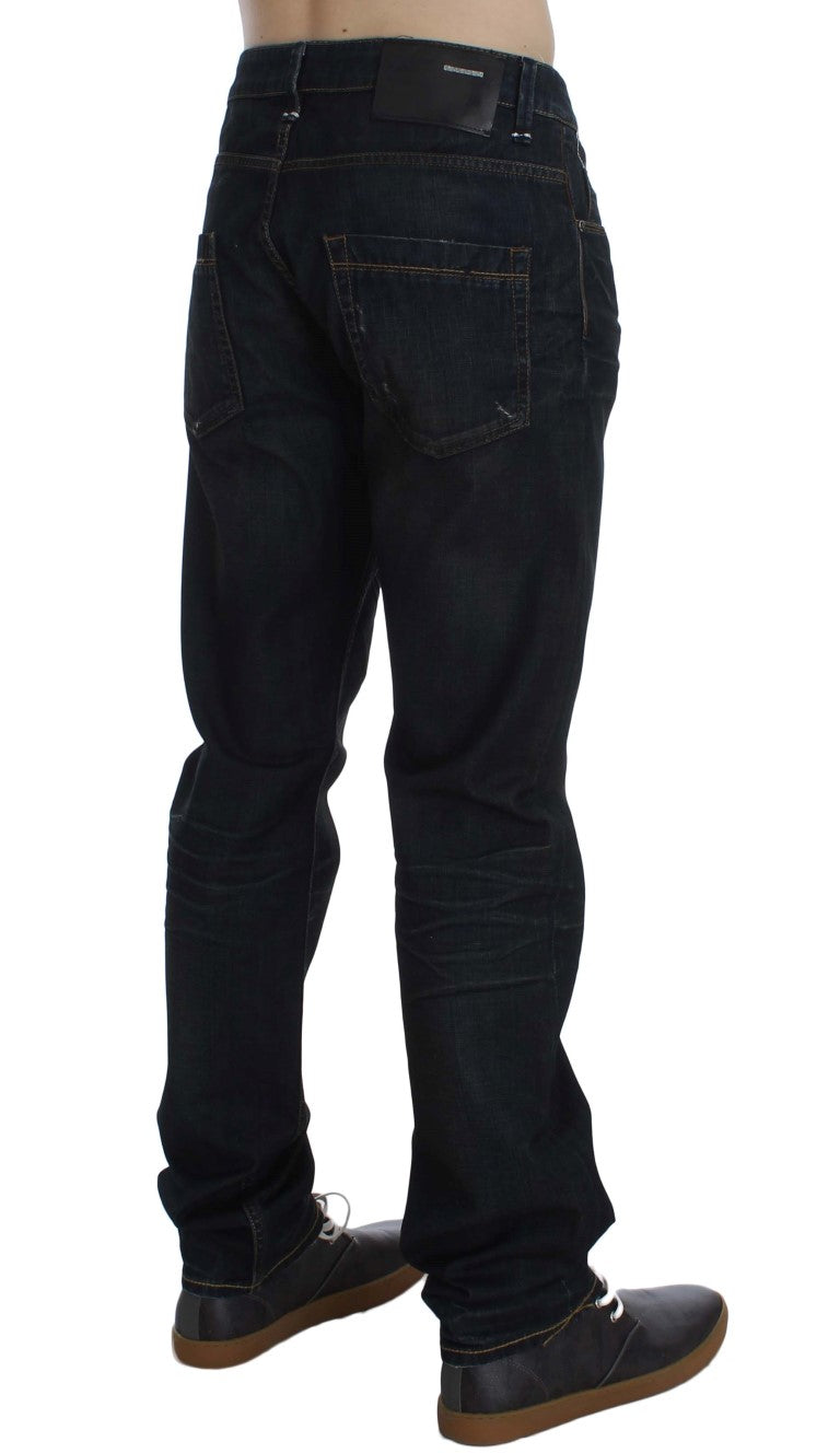 Acht Blue Wash Cotton Denim Straight Fit Jeans | Regal Royce