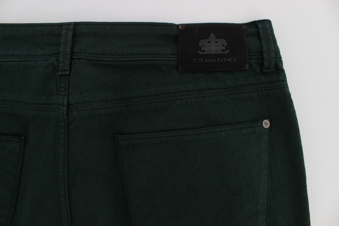 Ermanno Scervino Green Cotton Denim Stretch Straight Fit Jeans | Regal Royce