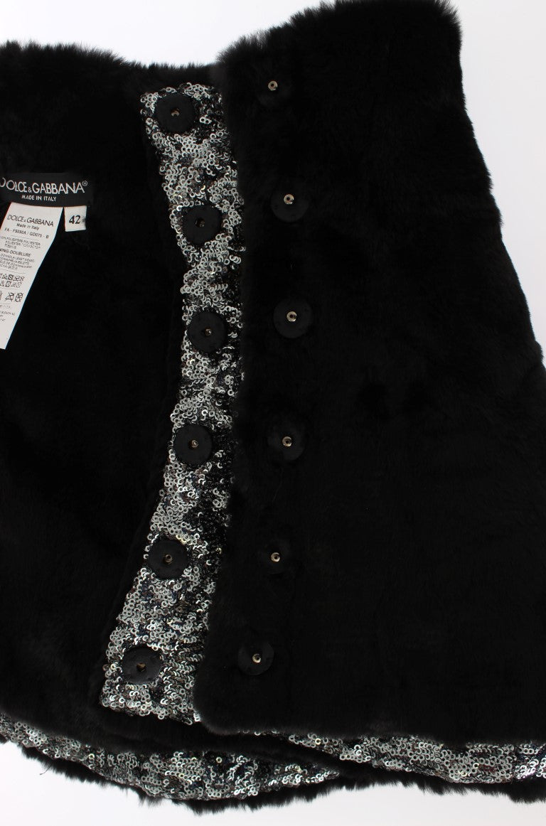 Dolce & Gabbana Silver Sequined Floral Weasel Fur Shoulder Scarf Wrap | Regal Royce