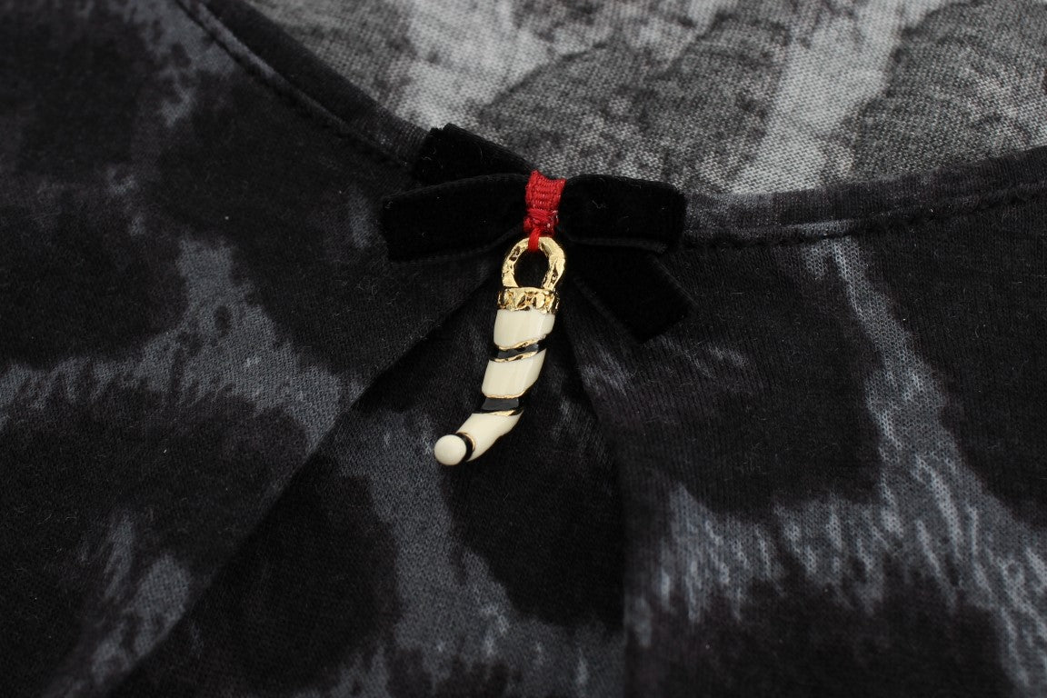 Cavalli Gray Leopard Modal T-Shirt Blouse Top | Regal Royce