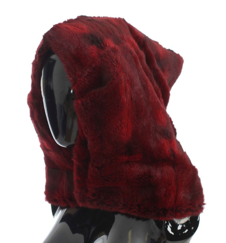 Dolce & Gabbana Bordeaux Hamster Fur Crochet Hood Scarf Hat | Regal Royce