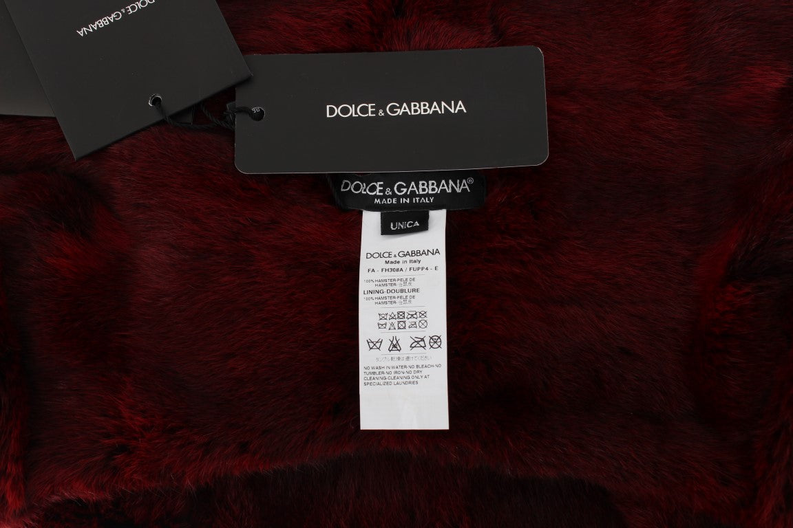 Dolce & Gabbana Bordeaux Hamster Fur Crochet Hood Scarf Hat | Regal Royce