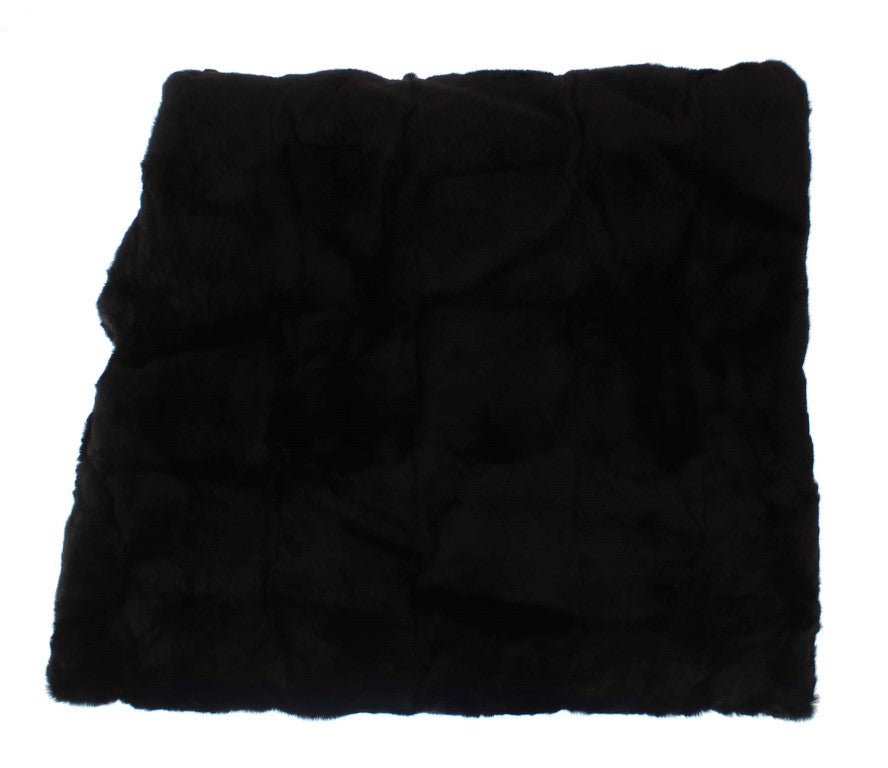 Dolce & Gabbana Black Weasel Fur Crochet Hood Scarf Hat | Regal Royce