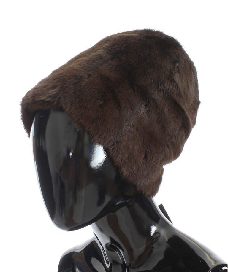 Dolce & Gabbana Brown Weasel Fur Womens Cashmere Hat Beanie | Regal Royce