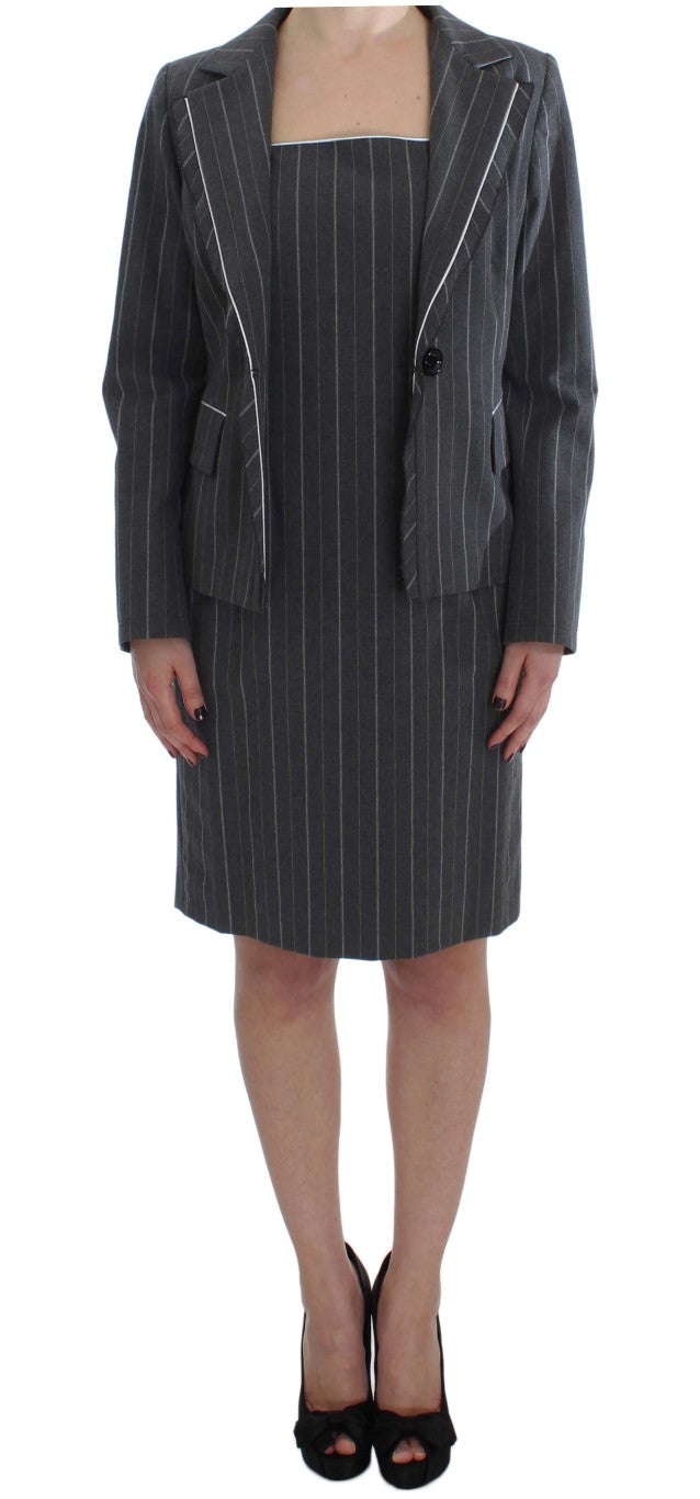 BENCIVENGA Gray Stretch Suit Sheath Dress & Blazer Set | Regal Royce