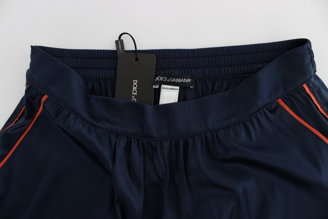 Dolce & Gabbana Blue Silk Stretch Sleepwear Shorts | Regal Royce