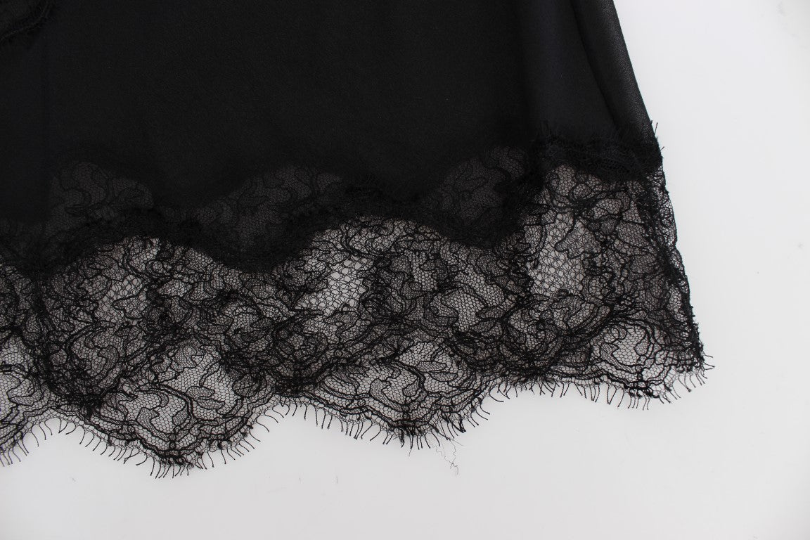 Dolce & Gabbana Black Silk Floral Lace Lingerie Top | Regal Royce
