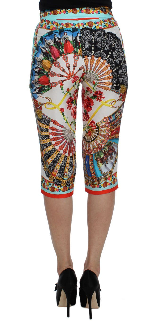 Dolce & Gabbana Multicolor Majolica Sicily Silk Pants | Regal Royce