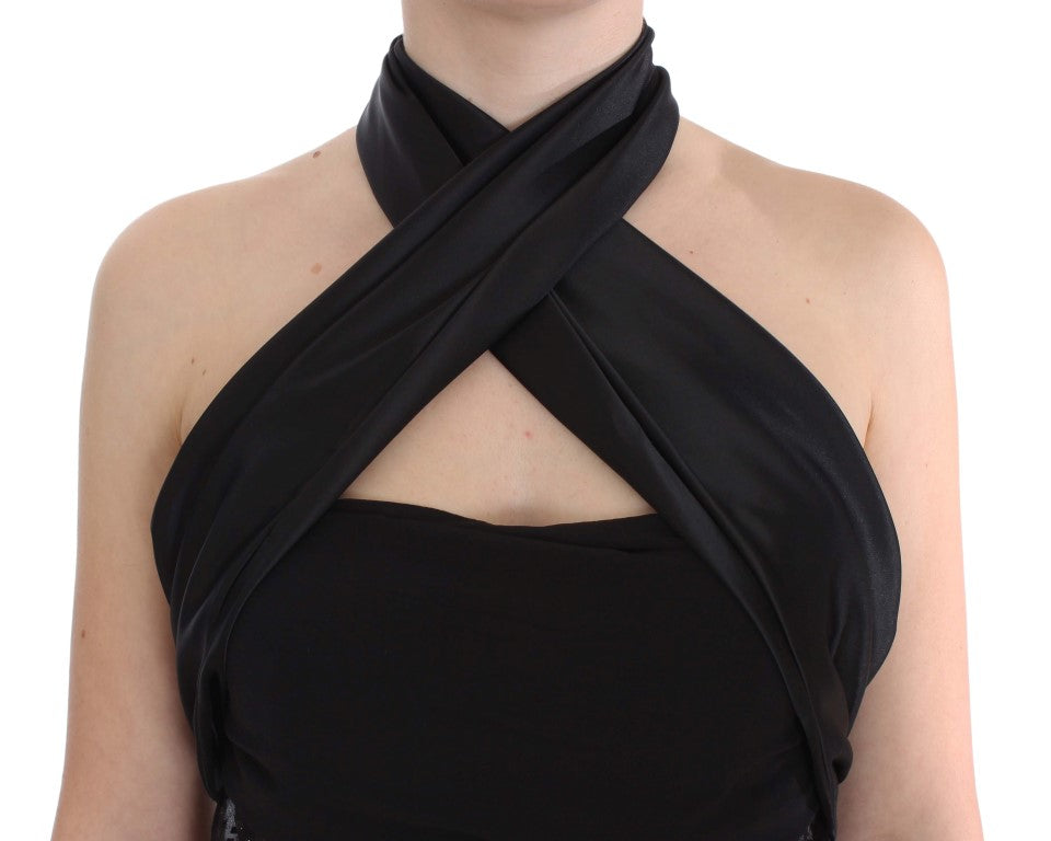 Exte Black Neck Wrap Top Blouse | Regal Royce