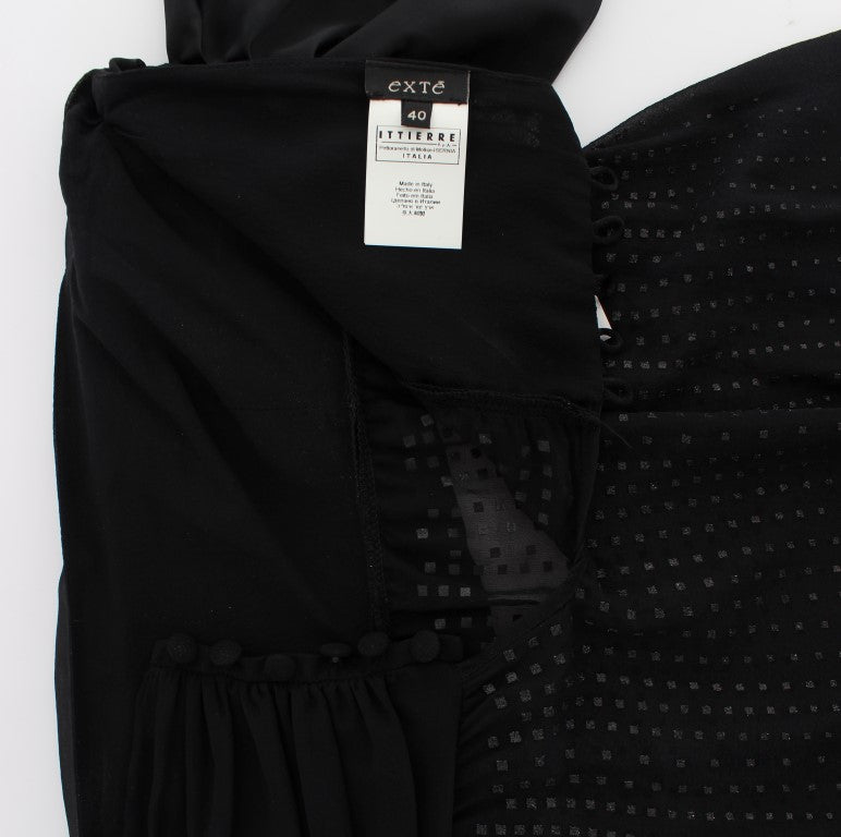 Exte Black Neck Wrap Top Blouse | Regal Royce