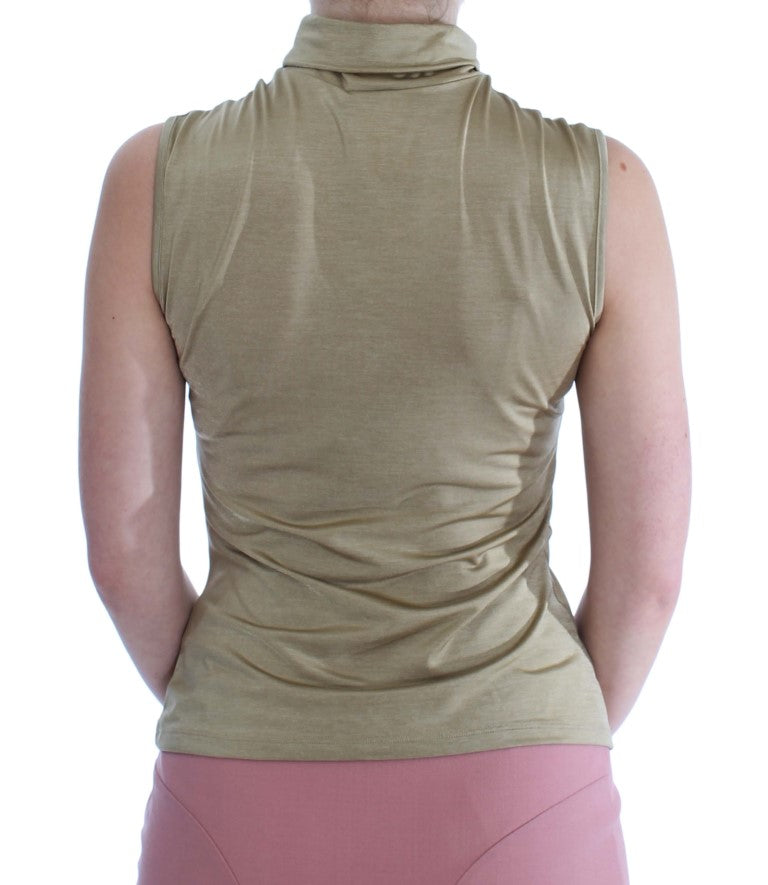 Exte Gold Nylon Turtleneck Top Blouse | Regal Royce
