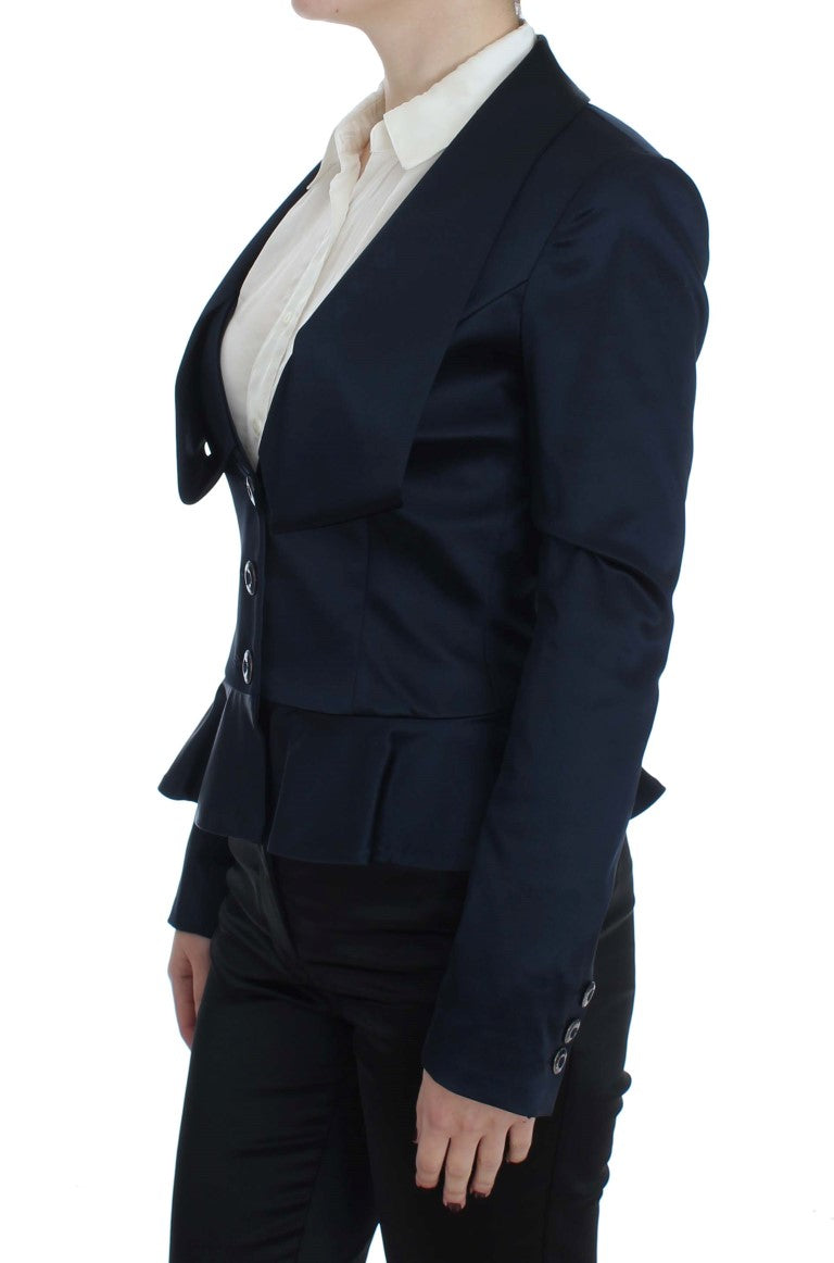 Exte Blue Three Button Single Breasted Blazer Jacket | Regal Royce