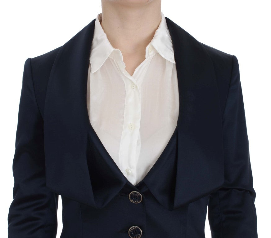 Exte Blue Three Button Single Breasted Blazer Jacket | Regal Royce