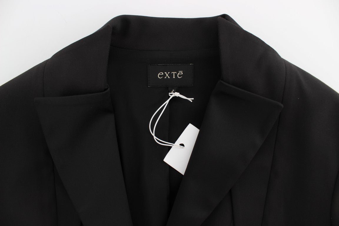 Exte Black Stretch Single Breasted Blazer Jacket | Regal Royce