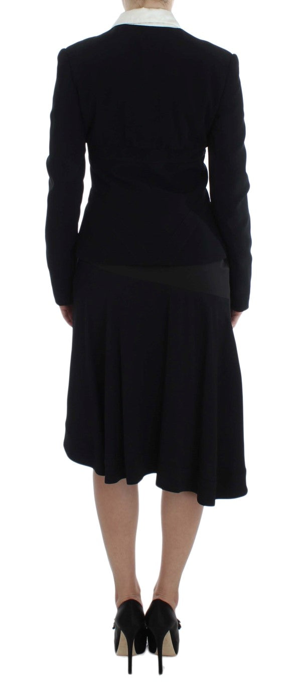 Exte Black Blue Two Piece Suit Skirt & Blazer | Regal Royce