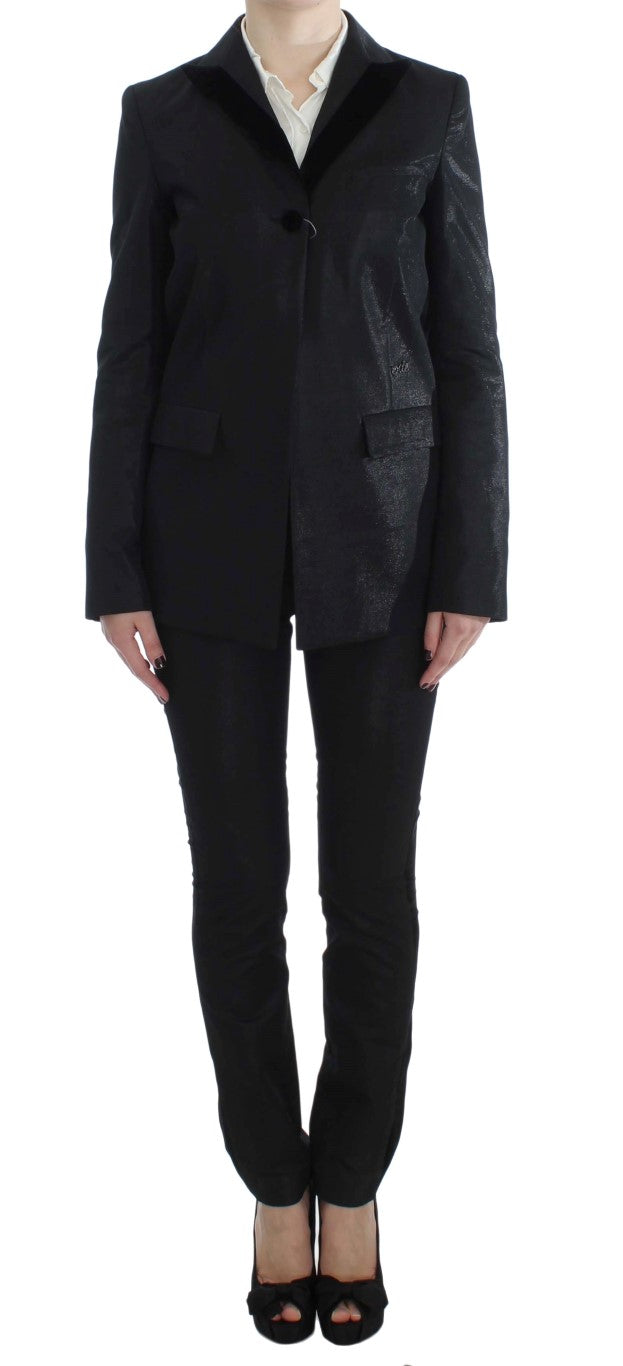 Exte Black One Button Three Piece Suit | Regal Royce