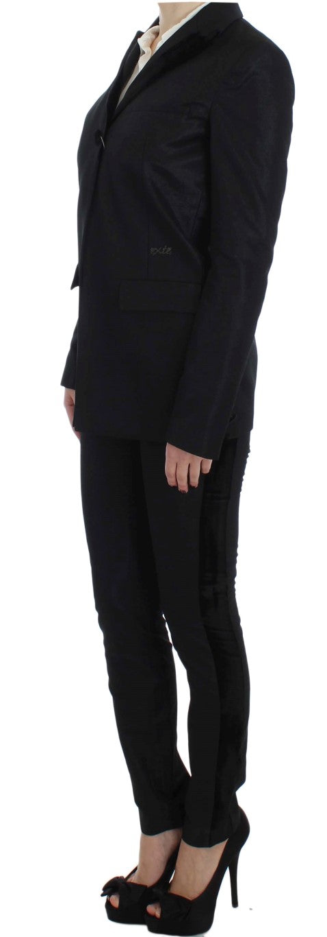 Exte Black One Button Three Piece Suit | Regal Royce