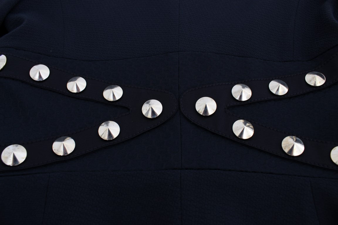 Exte Black Cotton Stretch Gold Studded Blazer Jacket | Regal Royce