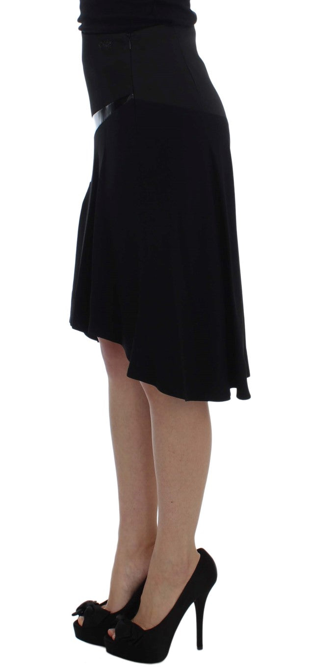 Exte Black Blue Cotton Stretch Straight Skirt | Regal Royce