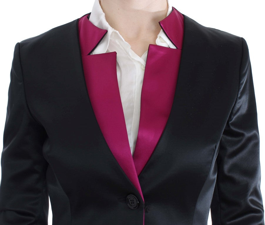 Exte Black Pink Stretch Blazer Jacket | Regal Royce